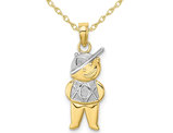 10K Yellow Gold Polished Textured Boy Charm Pendant Necklace with Chain